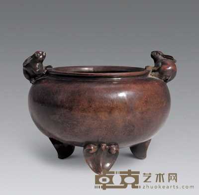 清 铜兔耳浞香炉 9.8×8.5cm